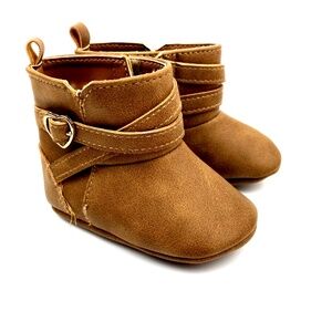 Baby Boots Girls Size 6/12m Heart Buckle Brown Children Kids Footwear Shoes